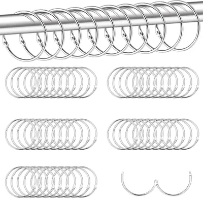 Produktbild von 50 Gardinenringe zum Öffnen von Gardinen, 50 mm Gardinenringe, runde Gardinenclips, für Gardinen, Duschvorhänge und Türgardinen.