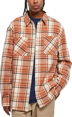 Image de Chemise pour homme Urban Classics Long Oversized à carreaux et motifs de feuilles, couleur softseagrass/rouge - S