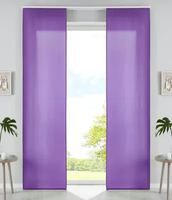 Produktbild von 2er Set Schiebegardinen Flächenvorhänge Mikrofaser Vorhang Gardine Schiebe HxB 245x60 cm Lila Matt Paneelwagen Beschwerungsstangen, 85600N2