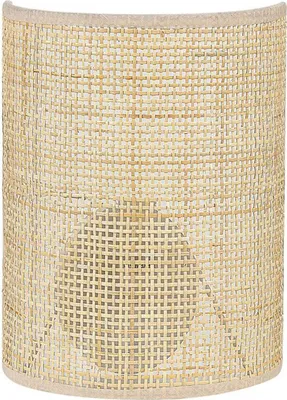 Produktbild von BELIANI Wandleuchte Naturfarben Rattan 25 cm Halbrund Boho Modern für Wohnzimmer Schlafzimmer Flur