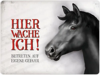Produktbild von Metallschild XL mit Schwarzes Pferd Motiv und Spruch: Betreten auf eigene