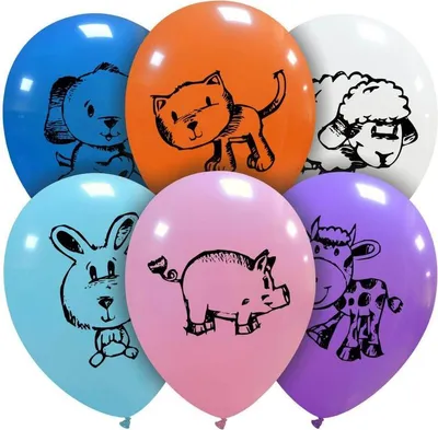 Produktbild von 6 bunte Luftballons Bauernhof Tiere