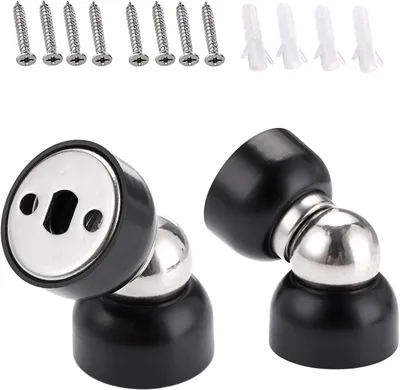 Image de Arrêt de porte magnétique, lot de 2, en acier inoxydable noir, pour fixation murale