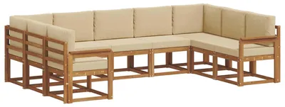 Imagen del producto de vidaXL Juego de sofás de exterior, 9 piezas, color natural y beige