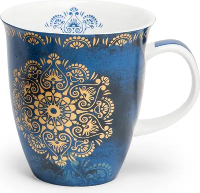 Produktbild von Becher RAFFAELLA Mandala für 400ml blau weiß Porzellan TeaLogic
