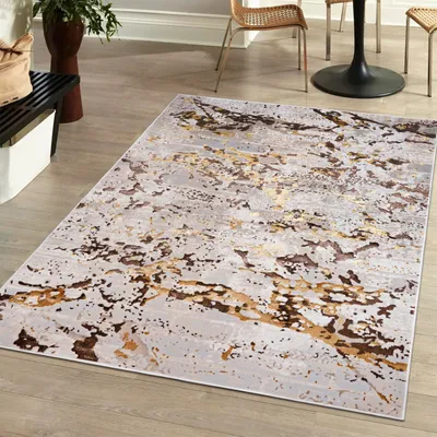 Obrázok produktu pre Koberec 160 x 230 cm Béžová krémová so zlatou / MZ27D Abstraktný mramor