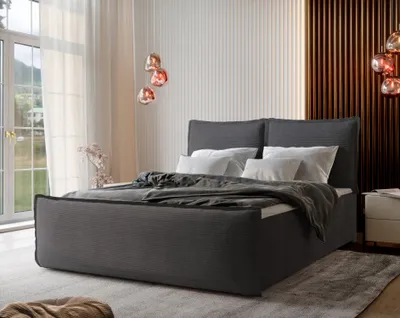 Produktbild von Masseno Boxspringbett MONTA 140x200 cm Komplett-Set mit Bonell Matratze und Topper, Polsterbett mit Bettkästen -Graphitfarben, LINCOLN 90