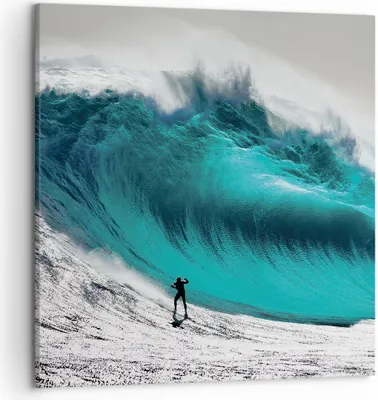 Produktbild von Bild auf Leinwand - Leinwandbild - Einteilig - Surfen Welle Türkis - 50x50cm - Wand Bild - Wanddeko - Wandbilder - Leinwanddruck - Bilder - Wanddekoration - Leinwand bilder - Wandbild - AC50x50-4351