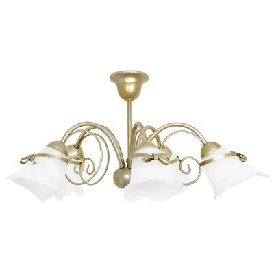 Obrázok produktu pre Dekoratívna závesná lampa so zlatou patinou 5 sklenených tienidiel Cocard 5xE14 15W Luminex