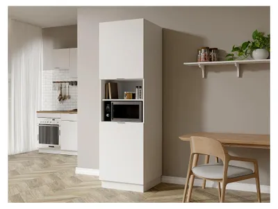 Produktbild von Küchenhochschrank mit 2 Türen und 2 Regalfächern - Weiß