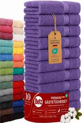 Zdjęcie produktu dla Betz 10 sztuk ręczników gościnnych 30x50 cm PREMIUM 100% bawełna zestaw ręczników do rąk kolor: fioletowy, Obraz wygenerowany przez AI