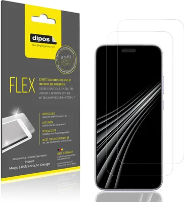 Produktbild von 2x Schutzfolie für Honor Magic 8 RSR Porsche Design Folie, 100% Displayabdeckung, dipos Flex