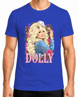 Immagine prodotto di Maglietta da uomo, blu, taglia 3XL, con la scritta "Dolly Parton", icona della musica country, cowgirl, stile western, retrò, cantante