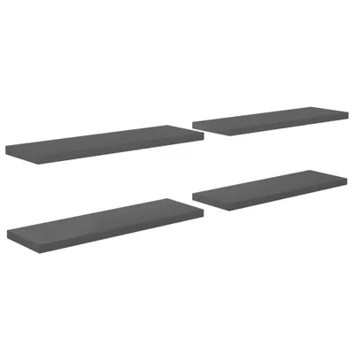Produktbild von Schweberegale 4 Stk. Hochglanz-Grau 120x23,5x3,8 cm MDF