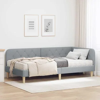 Obrázok produktu pre Maison Exclusive - Rohový rám postele Svetlošedá 90 x 200 cm Látka