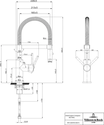 Produktbild von Villeroy & Boch 92730005 Küchenarmatur Steel Expert Compact