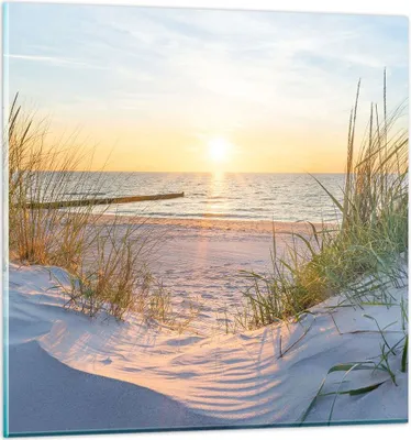 Produktbild von Bilder auf glas - Düne Strand Meer - 40x40cm - Glasbilder - Wandbilder - Kunstdruck - zum Aufhängen bereit - Wanddekoration aus Glas - Glas Bilder - Wandbild auf Glas - Einteilig - GAC40x40-3989
