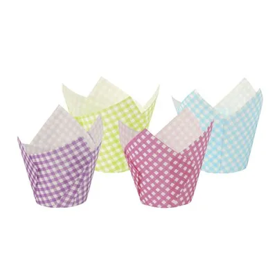 Produktbild von 24 Backförmchen Ø 5 cm · 8,5 cm farbig sortiert "Tulip"