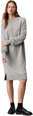 Produktbild von Calvin Klein Damen Kleid Loose Sweater Dress Pullover-Kleid, Grau (Grey Heather)