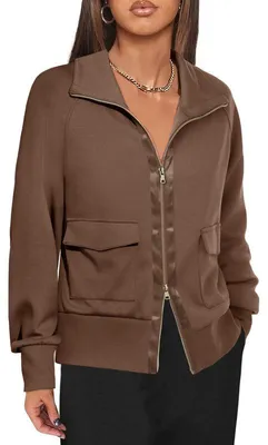 Produktbild von Damen-Sweatshirt mit Reißverschluss,Kragen,langen Ärmeln und Taschen,Größe:M