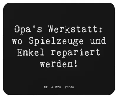 Produktbild von Mr. & Mrs. Panda Mauspad Spruch Großeltern Werkstatt - Schwarz - Geschenk, herzerwärmende Sprüche, Freude, pc mausunterlage, Generationen, laptop, Weisheit, Weihnachten