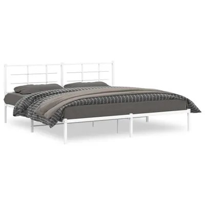 Obrázek produktu pro Postel s čelem kovová bílá 200x200 cm