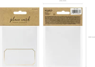 Produktbild von Tischkarten Rahmen 9,5x5,5cm blanko 10 Stück weiß gold