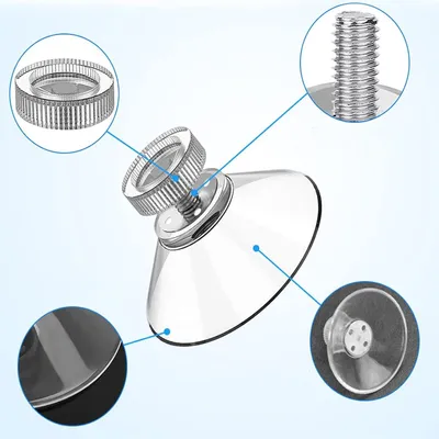 Produktbild von Saugnapf mit Haken M4 - 8 Stück 41 mm Saugnäpfe Transparent - Saugnapfhaken mit Gewinde - PVC Saugnapf - Für Bad Fenster Auto Küche Dekoration