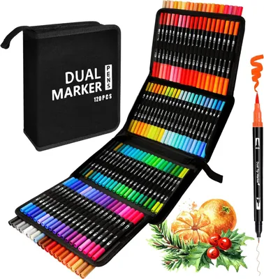 Obrázok produktu pre Lettering Marker Pens 120 farieb, 120 ks, dvojitý hrot, pre handlettering