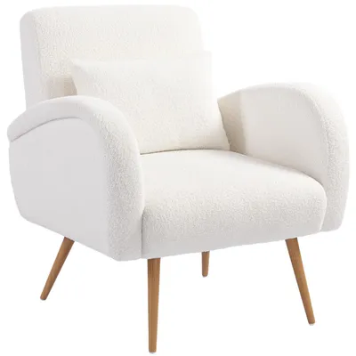 Produktbild von HOMCOM Sessel gepolsterter Loungesessel mit Armlehnen, Lendenkissen, Metallbeine