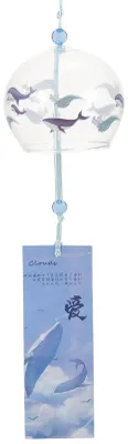 Produktbild von Japanisches Glas-Windspiel, Windglocke, Amulett, Glücksbringer, Weihnachtsbaumschmuck, Auto-Spiegel, Glaskugel-Anhänger, Hängedekoration für Auto, Balkon, Terrasse, Garten, Kleiderbügel