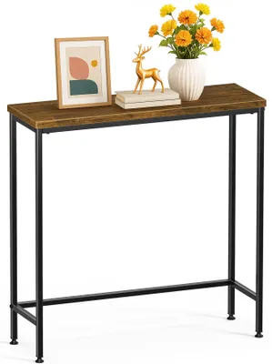 Immagine prodotto di VOUNOT® Tavolino da corridoio stretto in metallo e MDF, design industriale 75×24×75 cm, marrone