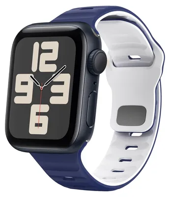 Obrázok produktu pre Pre Apple Watch SE 2023 40 mm silikónový remienok s vlnovou štruktúrou tmavomodrý / biely