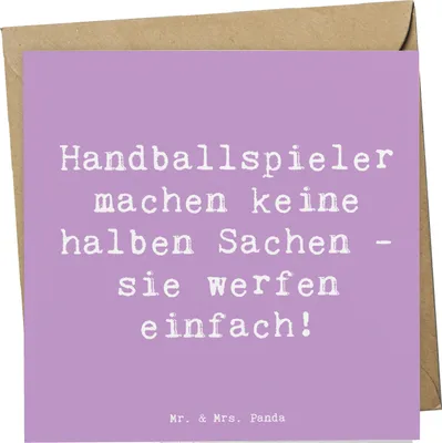 Produktbild von Mr. & Mrs. Panda Glückwunschkarte Spruch Handball Wurf - Lavendeltraum - Geschenk, Sportart, doppelkarte, Humor, Klappkarte, Teamgeist, Sportler, Sport, anlasskarte