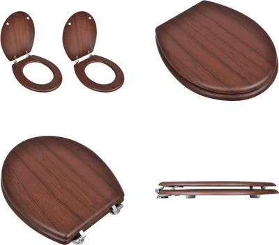 Produktbild von vidaXL Toilettensitze mit Deckel 2 Stk. MDF Braun - WC- Sitz - WC-Sitze - Toilettensitz - Toilettensitze
