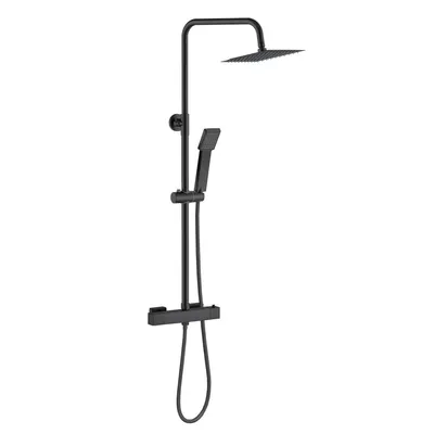 Produktbild von AICA Schwarzes Duschset mit 38 °C thermostatischem Duschkopf und verstellbarer Handbrause aus Edelstahl