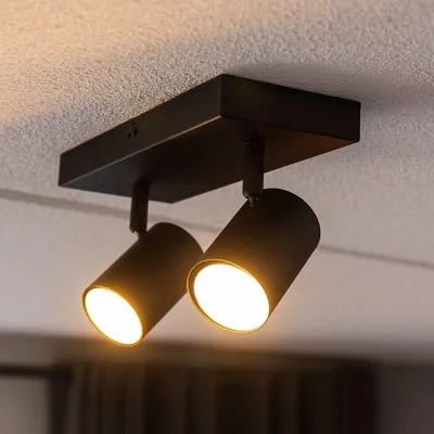 Produktbild von hoftronic LED-Deckenleuchte 2 Spots GU10 35W Schwarz IP20 schwenkbar