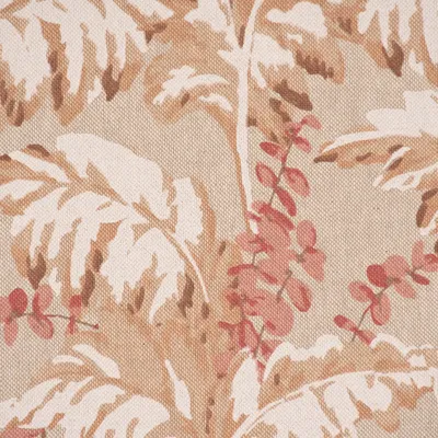 Produktbild von Dekostoff Meterware Halbpanama Leinenlook Pampasgras natur rot 1,40m