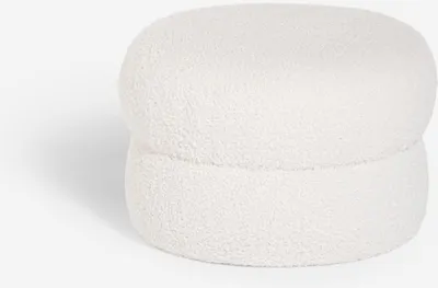 Produktbild von Fusshocker niedrig für das Wohnzimmer aus Teddybouclé-Stoff Raion - Weiß