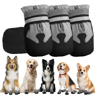 Imagen del producto de 4 pares de botas para perros, protección impermeable y antideslizante para las patas