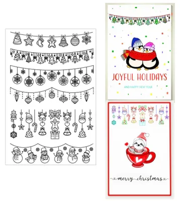 Weihnachts-Stempel-Set, 6 klare Silikonstempel, 11x16 cm
