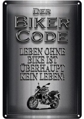 Produktbild von Blechschild Motorrad 20x30cm Biker Code leben ohne kein Leben