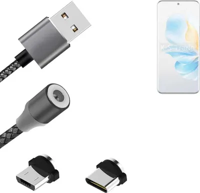 Produktbild von K-S-Trade Hochwertiges Magnet-Lade-kabel Sync-Kabel Daten-Kabel kompatibel mit Honor 100 mit USB-Typ-C-Anschluss und Micro-USB-Anschluss 2A bis zu