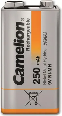 Produktbild von Camelion NH-9V250BP1, Wiederaufladbarer Akku, 9V, Nickel-Metallhydrid (NiMH), 9 V, 1 Stück(e), 250 mAh