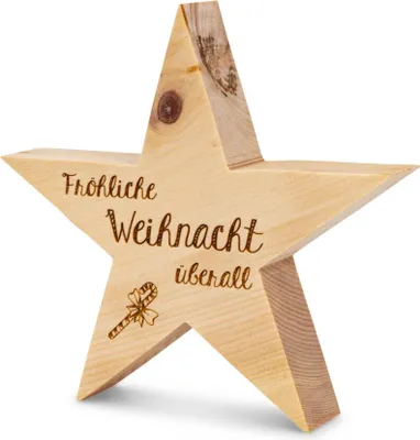 Produktbild von Zirbenstern 13cm Fröhliche Weihnacht