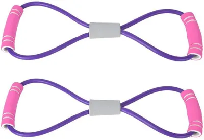 Produktbild von Übungsband 2-teiliges Set, 8-förmig, Lila, Blau, Rosa, für Zuhause Workout