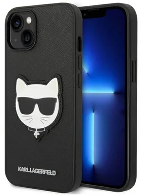 Obrázok produktu pre Puzdro Karl Lagerfeld Saffiano Choupette Head Patch Na Iphone 14 Plus - Čierne