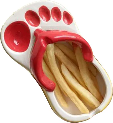 Obrázek produktu pro Ceramic French Fries Dish Cute Flip Flops French Fries Plate Cute Ceramic Bowl Flip Flops Shaped Snack Chip Soy Sauce Serving Dish Bowl Plate Red