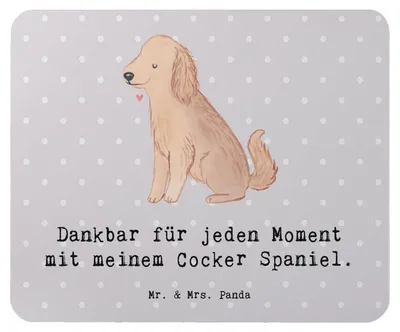 Produktbild von Mr. & Mrs. Panda Mousepad Cocker Spaniel Moment - Grau Pastell - Geschenk, laptop, Mouse Pad, mauspad, Englische Cockerspaniel, mousematte