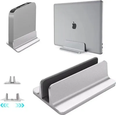 Image de Supports verticaux pour ordinateur portable, réglables, jusqu'à 17,3 pouces, argentés
